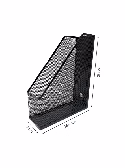 Black Metal Mesh Magazine Holder Organizer-GRAY-2