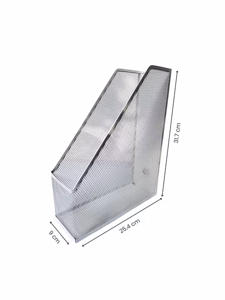 Black Metal Mesh Magazine Holder Organizer-WHITE-2