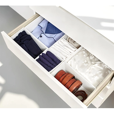 Set of 6 White Fabric Storage Bins - Foldable Organizer Baskets-1