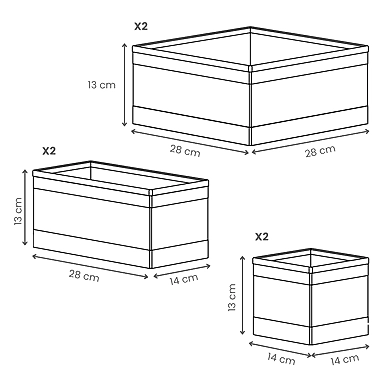Set of 6 White Fabric Storage Bins - Foldable Organizer Baskets-3