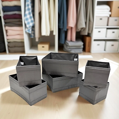 Foldable Fabric Storage Bins – Set of 6, Gray-111368