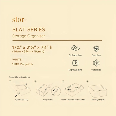 Foldable Fabric Storage Box with Lid – White-4