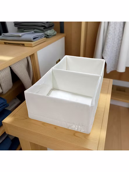 Foldable Fabric Storage Bin with Center Divider 