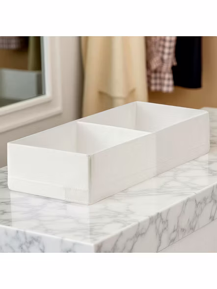 Slim Fabric Storage Organizer with Dual Compartments 