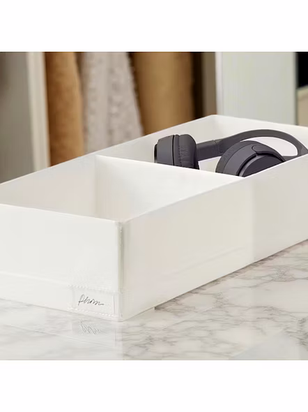 Slim Fabric Storage Organizer with Dual Compartments 