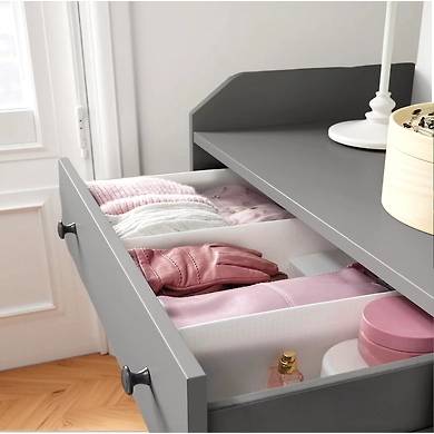 Medium Fabric Storage Organizer with 2 Compartments – White-4