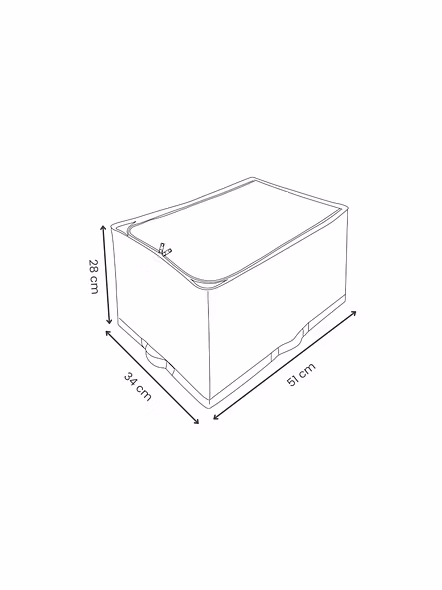 Foldable Grid Fabric Storage Box with Handle -3