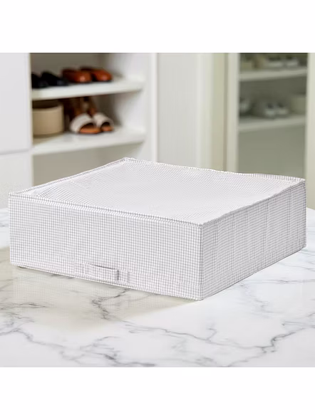 Low-Profile Grid Fabric Storage Box with Handle 