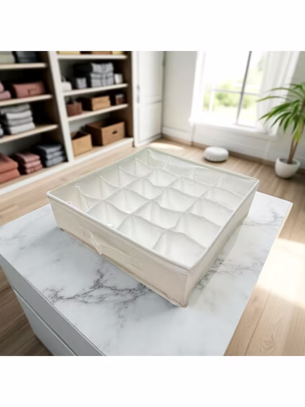 Square Fabric Drawer Organizer with 16 Compartments 
