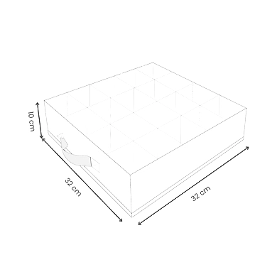 Square Fabric Drawer Organizer with 16 Compartments – White Storage Box-1