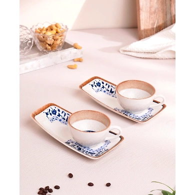 Pixel Collection Ceramic Cup &amp; Cookie Delight Gift Set – Premium Tea/Coffee Mug with Snack Tray-107277