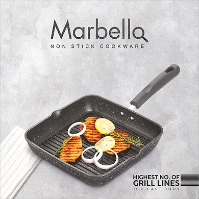 Alda Marbello Non-Stick Grill Pan – Marble Coated, Square Design for Healthy Grilling-2