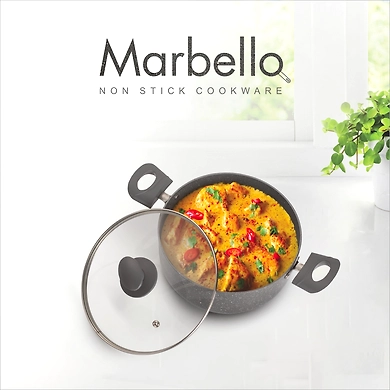 Alda Marbello Non-Stick Casserole with Glass Lid – Marble Coated Cookware for Multipurpose Cooking-20CM-1