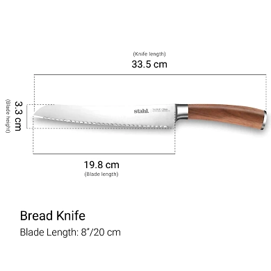 Stahl Talon Series Bread Knife – 20cm Serrated Stainless Steel Blade-3