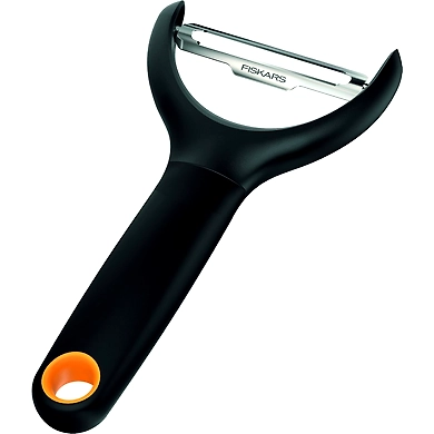 FISKARS Premium Y-Shaped Peeler – SoftGrip Handle with Stainless Steel Blade and Orange Loop-77531