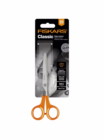 Fiskars Classic Stainless Steel Scissors with Orange Handle 