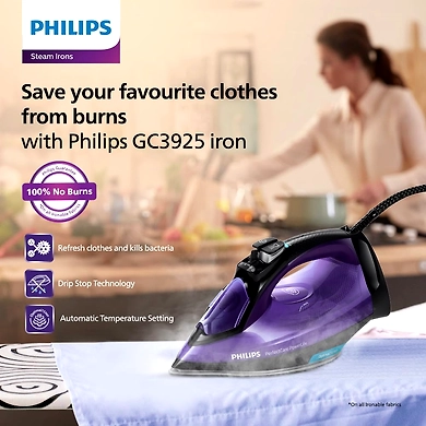 Philips PerfectCare PowerLife Steam Iron – 2400W with OptimalTEMP Technology (Purple)-1
