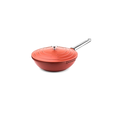 Westinghouse Cast Aluminium Wok Pan with Lid – 28cm, Non-Stick, Induction Base (Terracotta Orange)-111981