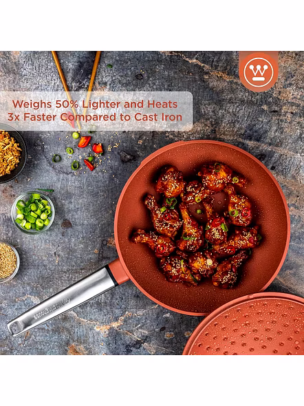 Westinghouse Cast Aluminium Wok Pan with Lid 
