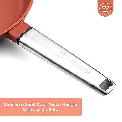 Westinghouse Non-Stick Square Grill Pan – 28cm Terracotta with Stainless Steel Handle-3