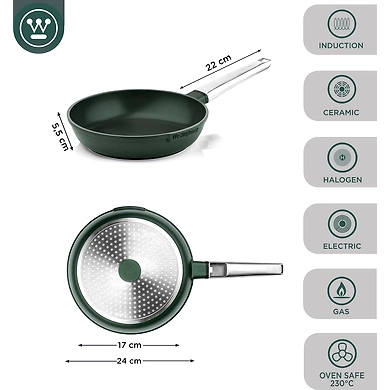 Westinghouse Non-Stick Frying Pan – Green with Stainless Steel Handle-20CM-2