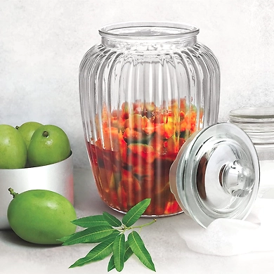 Treo Classic Ribbed Glass Storage Jar with Lid-1