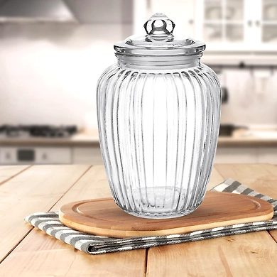 Treo Classic Ribbed Glass Storage Jar with Lid-2
