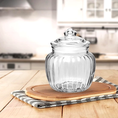 Treo Ribbed Glass Storage Jar with Lid-2