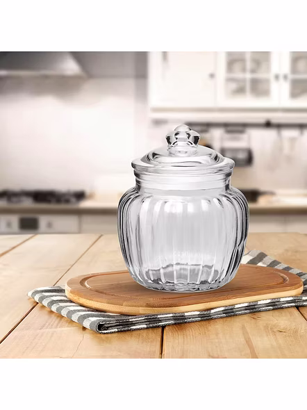 Treo Ribbed Glass Storage Jar with Lid