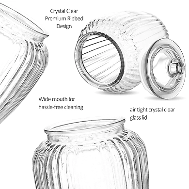 Treo Ribbed Glass Storage Jar with Lid-3