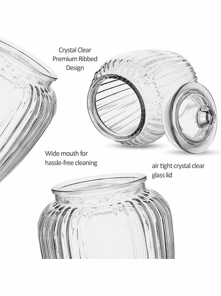 Treo Ribbed Glass Storage Jar with Lid