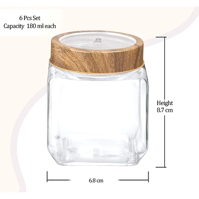 Treo Square Glass Jar with Wooden Finish Lid-1