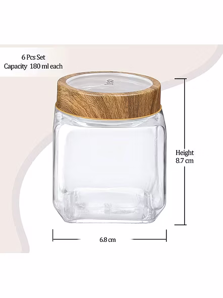 Treo Square Glass Jar with Wooden Finish Lid