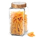 Treo Square Glass Storage Jar with Wooden Finish Lid-1-sm