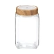 Treo Square Glass Storage Jar with Wooden Finish Lid-75155-sm