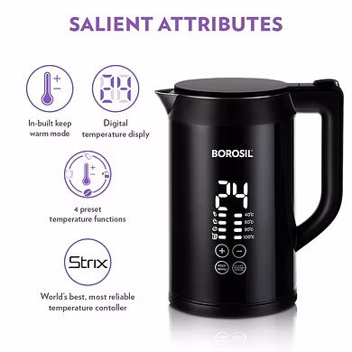 Borosil Cooltouch 1.5L Digital Electric Kettle – Smart Display &amp; Multi-Cook Function-5