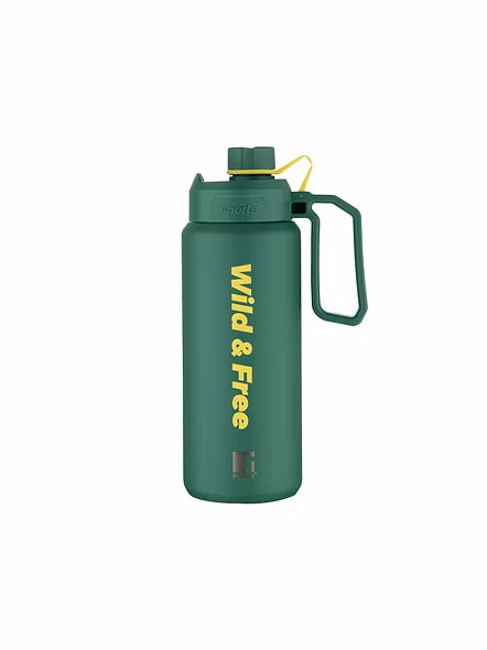 Bergner Walking 1000ml Thermo Steel Flask – Wild & Free Edition | Green Olive | Vacuum Insulated with Handle & Flip Lid