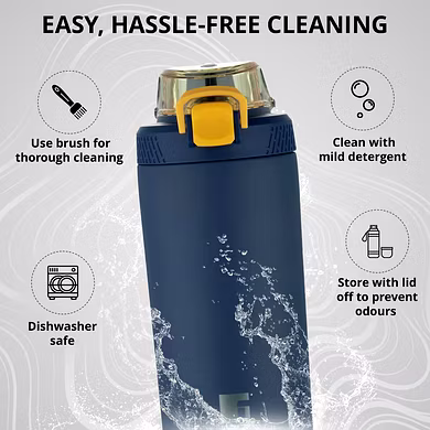 Bergner Walking 720ml Thermo Steel Bottle – Navy | Vacuum Insulated | Press-Button Lid | Leak-Proof Flask-3