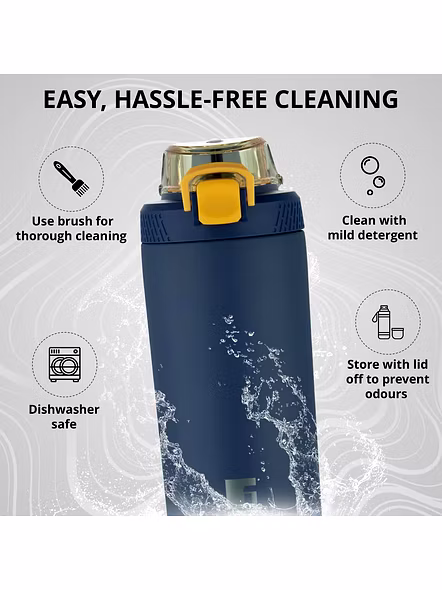 Bergner Walking 720ml Thermo Steel Bottle – Navy | Vacuum Insulated | Press-Button Lid | Leak-Proof Flask