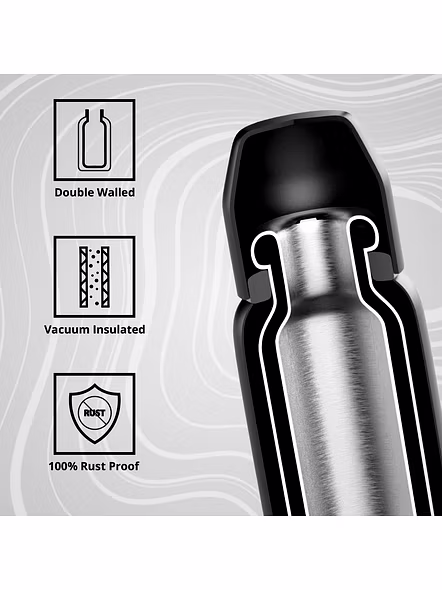 Bergner Walking 720ml Thermo Steel Bottle – Navy | Vacuum Insulated | Press-Button Lid | Leak-Proof Flask