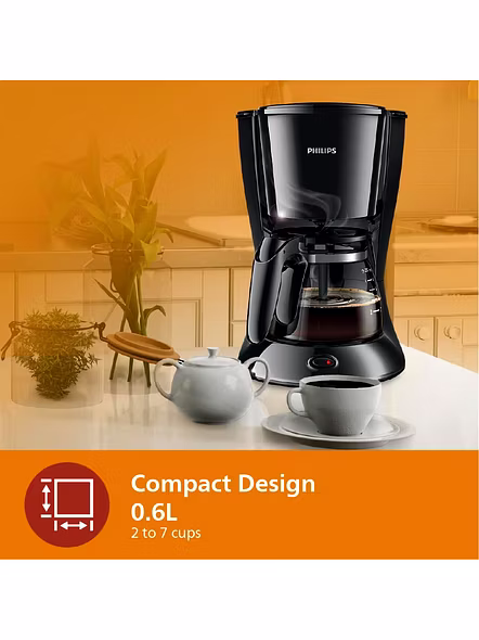 Philips HD7432/20 Drip Coffee Maker – 0.6L, 750W, Black
