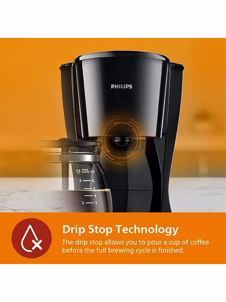 Philips HD7432/20 Drip Coffee Maker – 0.6L, 750W, Black