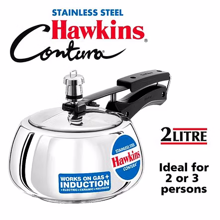 HAWKINS STAINLESS STEEL CONTURA INDUCTION PRESSURE COOKER 2 LTR