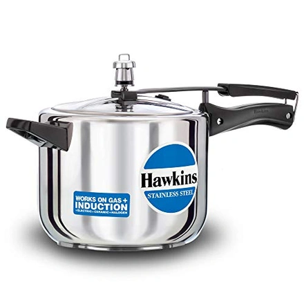 HAWKINS STAINLESS STEEL INDUCTION COMPATIBLE PRESSURE COOKER 6 LTR-WE1083