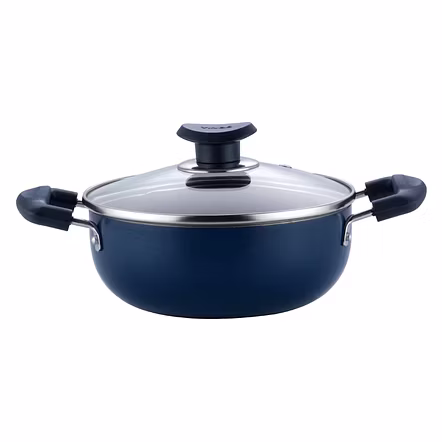 Vinod Zest Non-Stick Deep KADHAI With Glass Lid - 18 Cm, 1.4 L