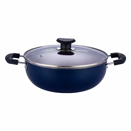 Vinod Zest Non-Stick Deep KADHAI With Glass Lid - 24 Cm, 3.1 L