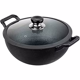 Vinod Legacy Pre-Seasoned Cast Iron KADHAI, 22 cm, Induction Friendly, 2.4 L