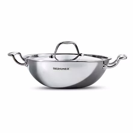 BERGNER ARGNET TRIPLY STAINELESS STEEL KADHAI 26 CM
