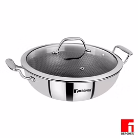 BERGNER HITECH PRISM TRIPLY STAINLESS STEEL NON STICK KADHAI - 24 CM