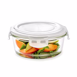 Borosil Clip and Store Round Container with Lid, 400ml